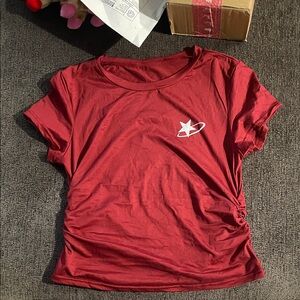 SHEIN Red Star Graphic Short Sleeve Tee